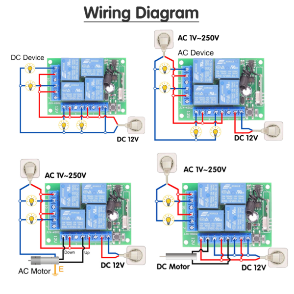 12V 24V Wireless 4 Channel Way Remote Control Switch - Image 2