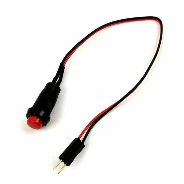 Push Button (Red) Panel Mount 10mm with Wire-20cm