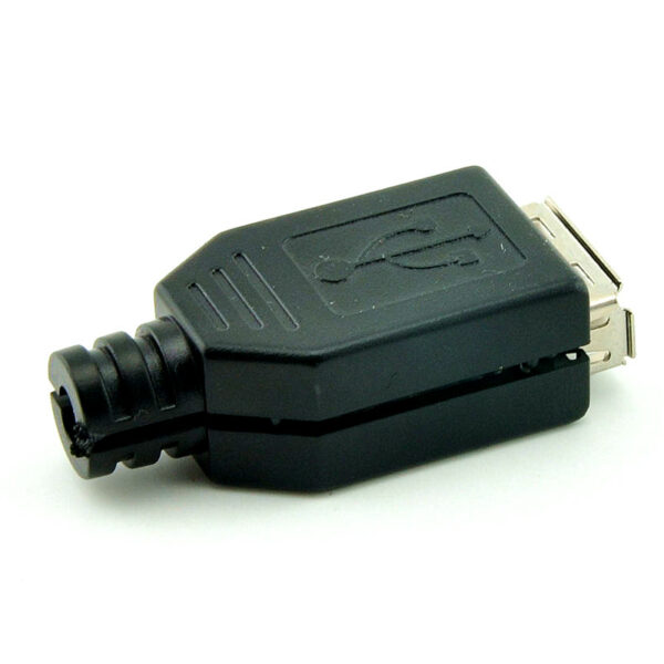 USB Type A Female 4 Pin Plug Socket Connector With Black Plastic Cover - Image 2