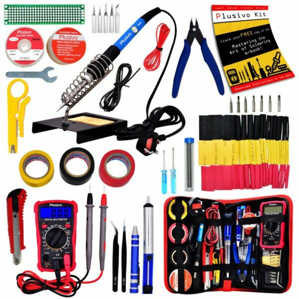 Soldering Iron Kit with Digital Multimeter - All in One - UK Plug