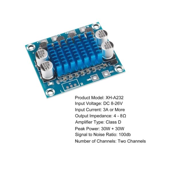 XH-A232 30W+30W 2.0 Channel Digital Stereo Audio Power Amplifier Board - Image 4